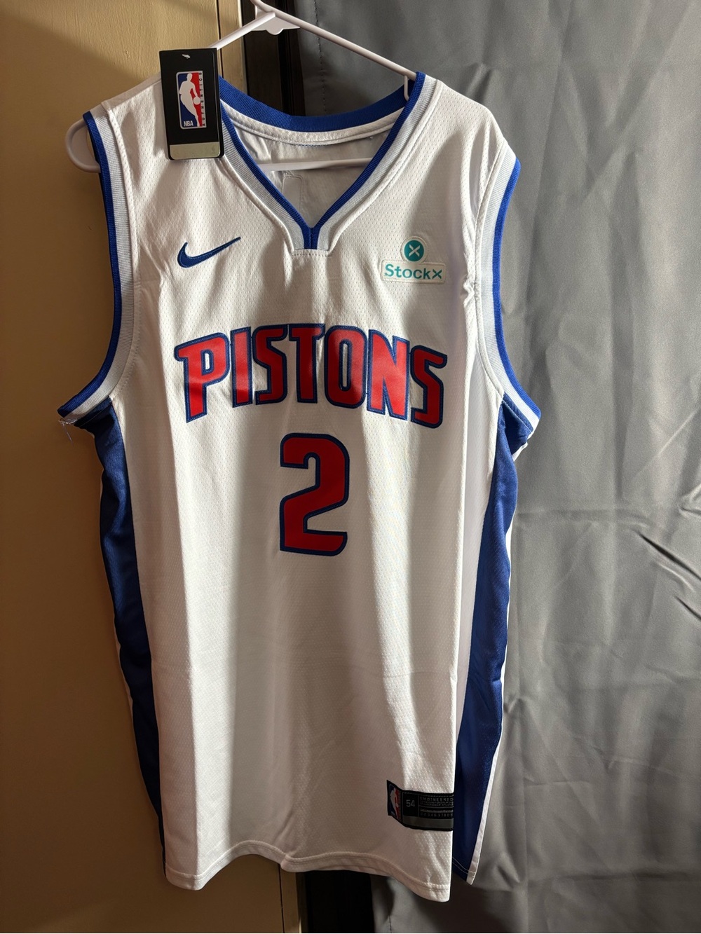 Nike White/Blue/Red Detroit Pistons #2 Basketball Jersey